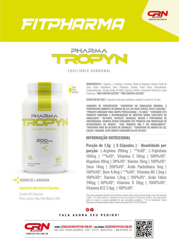 L-Arginina Pharma Tropyn (90 Cáps) - FitPharma - Image 2