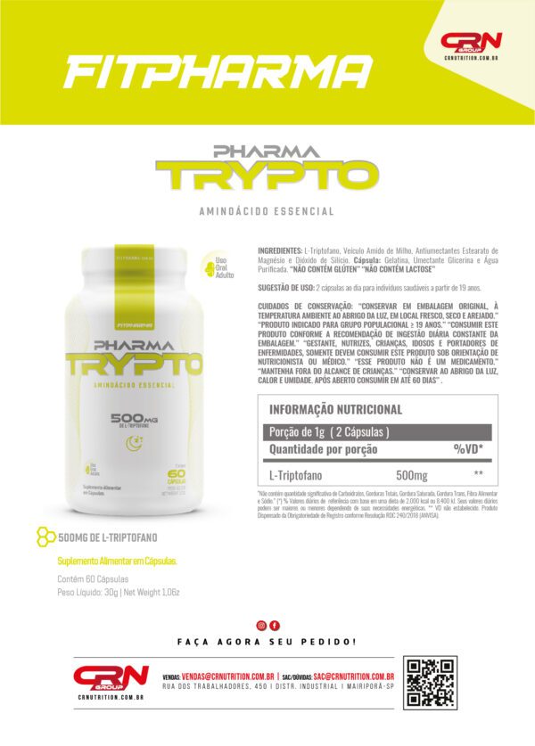 Triptofano Pharma Trypto (60 Cáps) - Fitpharma - Image 2