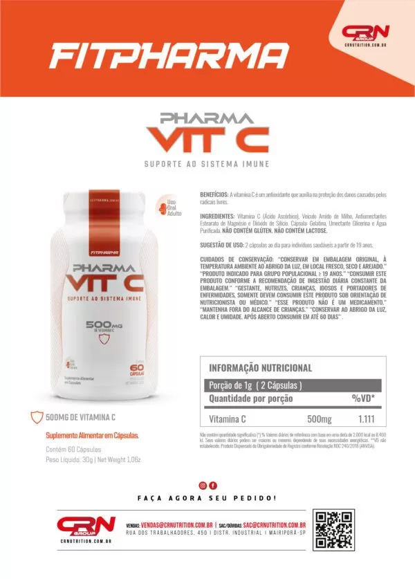Vitamina C Pharma Vit C (60 Cáps) - Fitpharma - Image 2